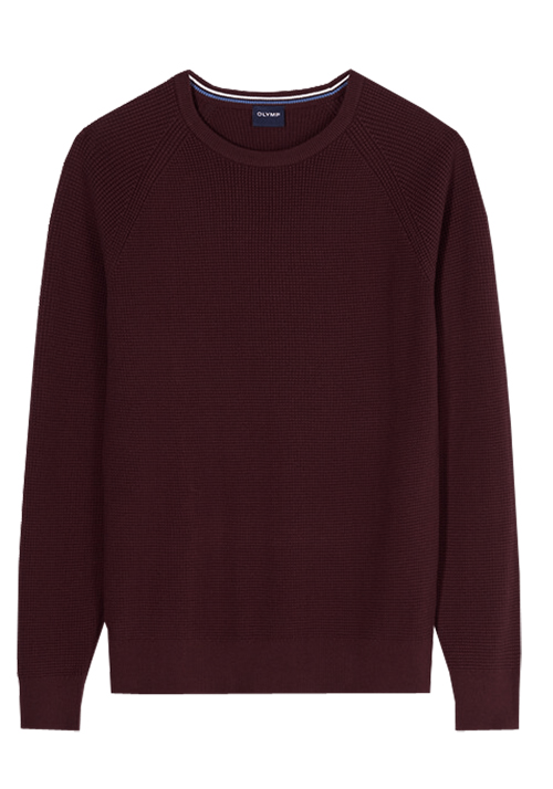 OLYMP Casual Strick Pullover Langarm Rundhals Strick weinrot