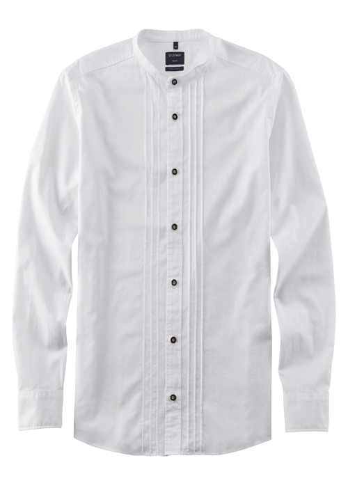 OLYMP Casual regular fit Hemd Langarm Stehkragen Faux weiß
