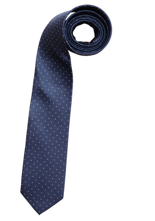 OLYMP Krawatte slim 6,5 blau Fleckabweisend Seide cm breit aus Punkte reiner