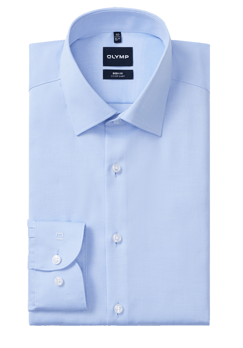 OLYMP Level Five body fit Hemd Langarm New Kent Kragen Cover Shirt hellblau
