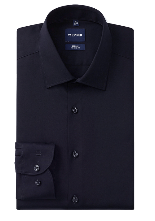 OLYMP Level Five body fit Hemd Langarm New Kent Kragen Cover Shirt nachtblau