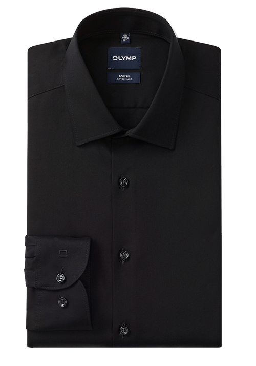 OLYMP Level Five body fit Hemd Langarm New Kent Kragen Cover Shirt schwaz
