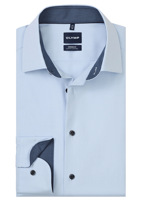 OLYMP Luxor 24/Seven modern fit Hemd Langarm New Kent Kragen hellblau