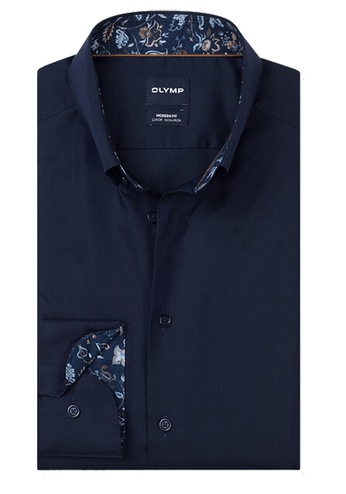 OLYMP Luxor comfort fit Hemd Langarm Button Down Kragen Oxford nachtblau