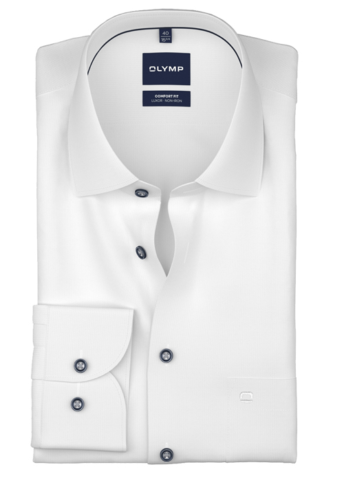 OLYMP Luxor comfort fit Hemd Langarm New Kent Kragen Muster wei�