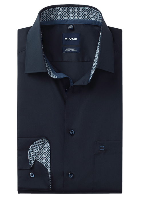 OLYMP Luxor comfort fit Hemd Langarm New Kent Kragen Popeline wei�