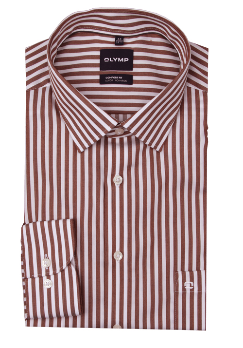 OLYMP Luxor comfort fit Hemd Langarm New Kent Kragen Streifen rot