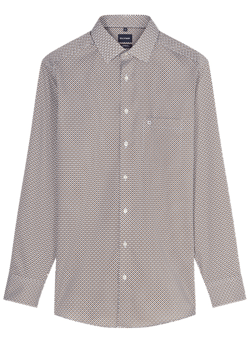 OLYMP Luxor modern fit Hemd Langarm New Kent Kragen Muster rot