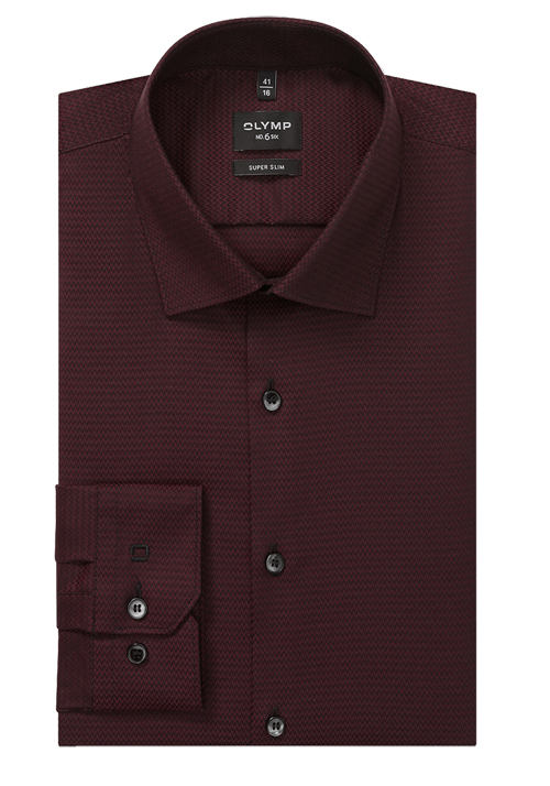 OLYMP No. Six super slim Hemd Langarm New Kent Kragen Muster rot