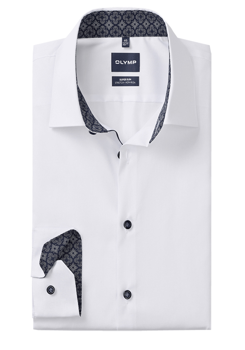 OLYMP No. Six super slim Hemd Langarm New Kent Kragen Popeline wei�