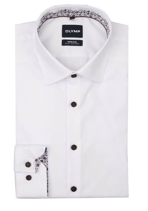 OLYMP No. Six super slim Hemd Langarm New Kent Kragen Struktur wei�