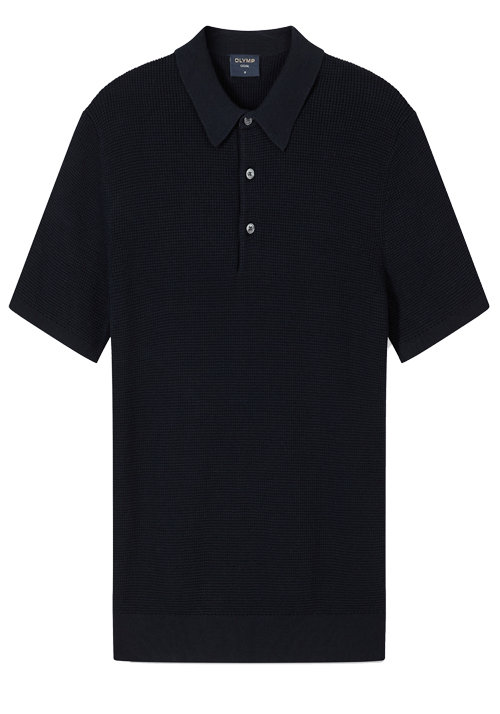 OLYMP Polo Strick Halbarm gekn�pfter Polokragen navy