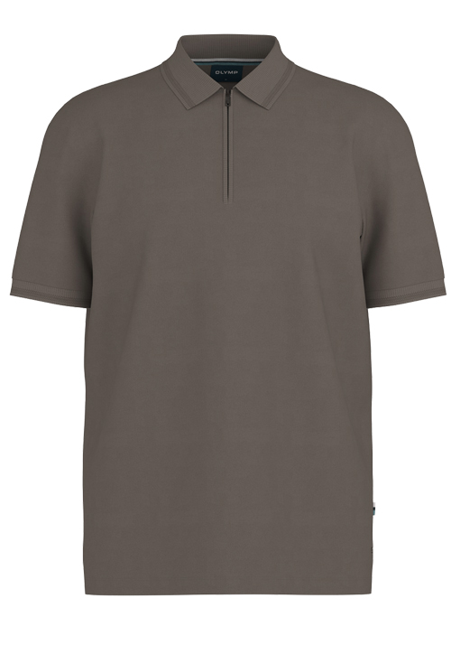 OLYMP Regular Fit Polo Halbarm Rei�verschluss Polokragen Jersey schwarzbraun