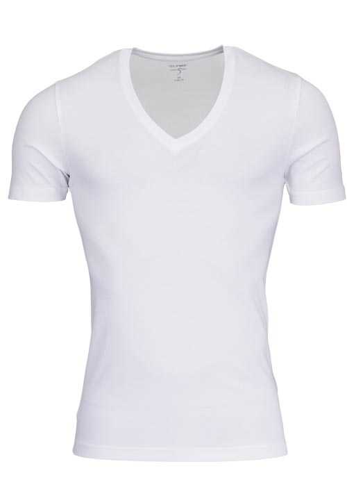 OLYMP T-Shirt Level Five body fit tiefer V-Ausschnitt wei