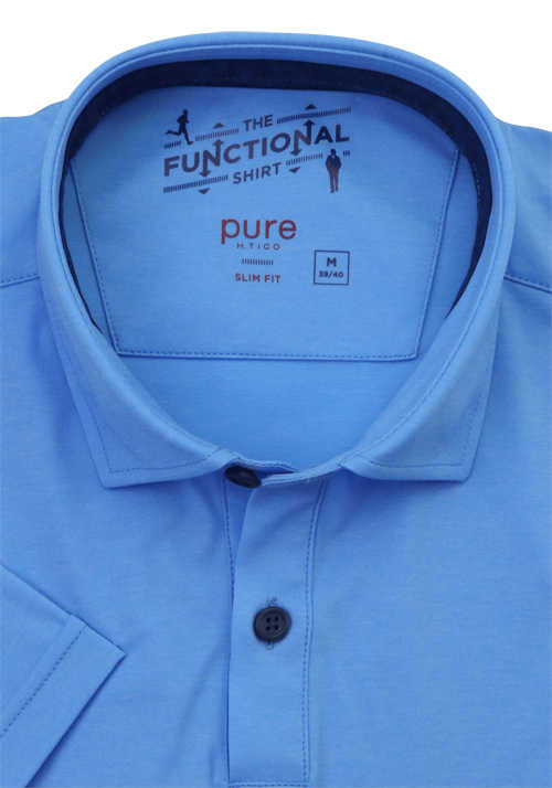 PURE Polo Shirt Polokragen Patch Functional mittelblau