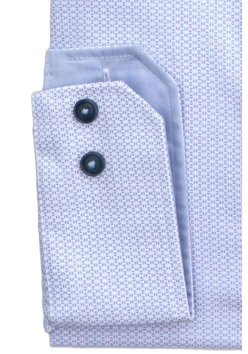 PURE Modern Fit Hemd Langarm New Kent Kragen Muster hellblau