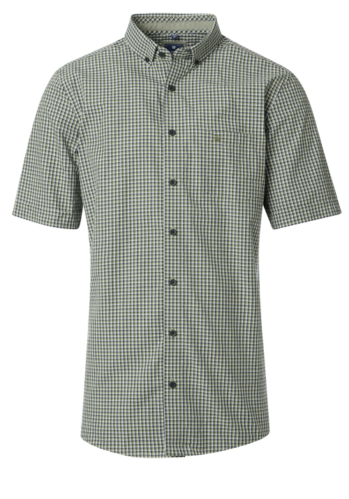 REDMOND Casual Comfort Fit Hemd Halbarm Karo grün