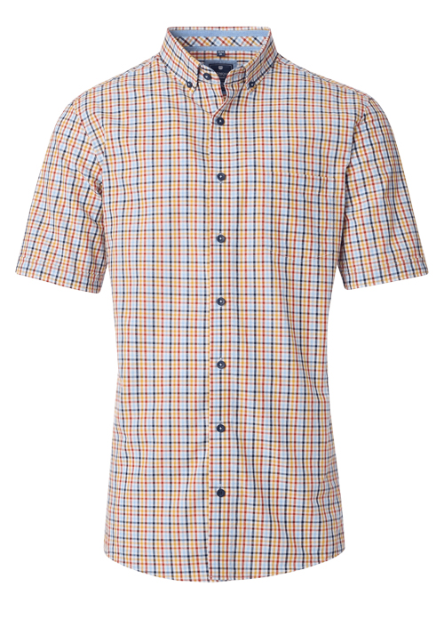 REDMOND Casual Comfort Fit Hemd Halbarm Multikaro rot