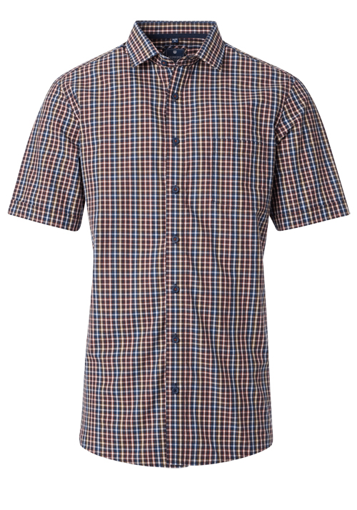 REDMOND Casual Modern Fit Hemd Halbarm Karo blau