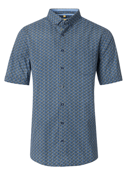 REDMOND Casual Modern Fit Hemd Halbarm Muster grün