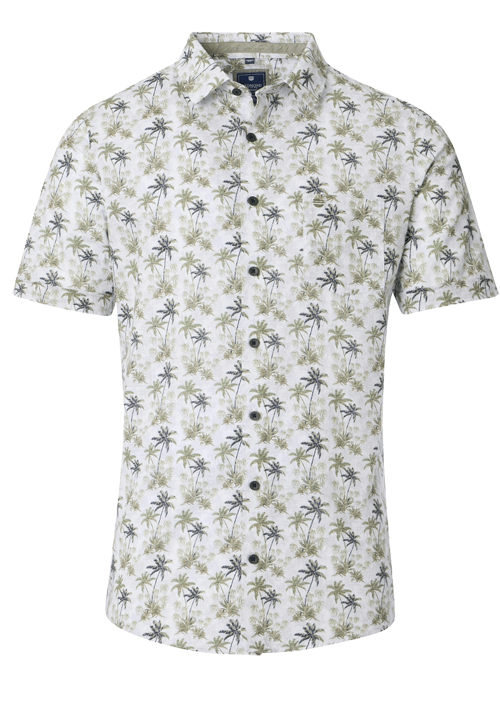 REDMOND Casual Modern Fit Hemd Halbarm Palmenmuster grün