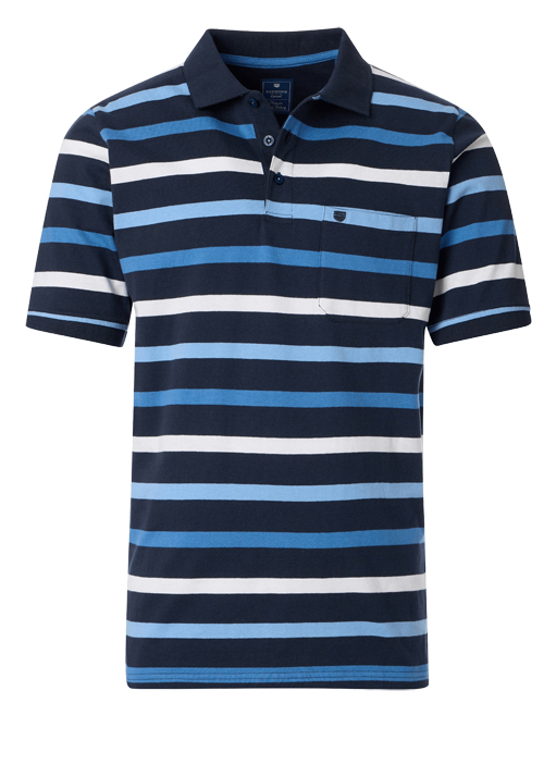 REDMOND Comfort Fit Polo Halbarm Jersey Ringel blau