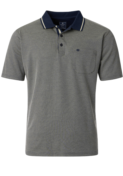 REDMOND Comfort Fit Polo Halbarm Muster beige