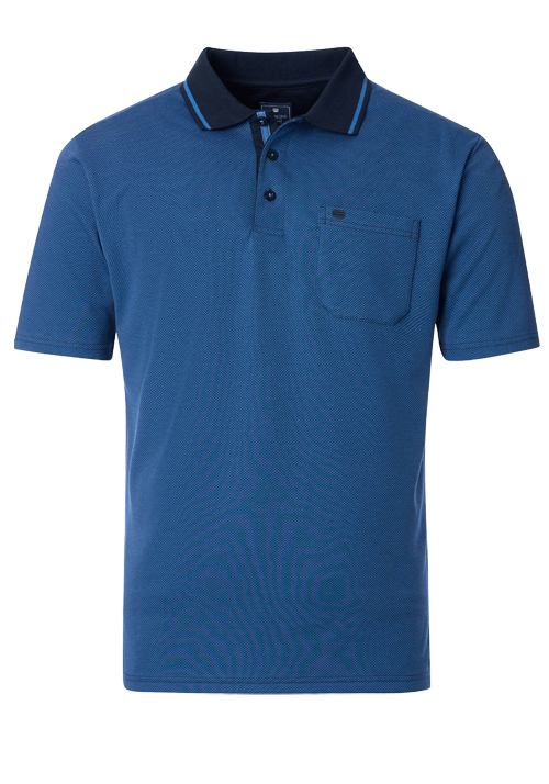 REDMOND Comfort Fit Polo Halbarm Muster blau