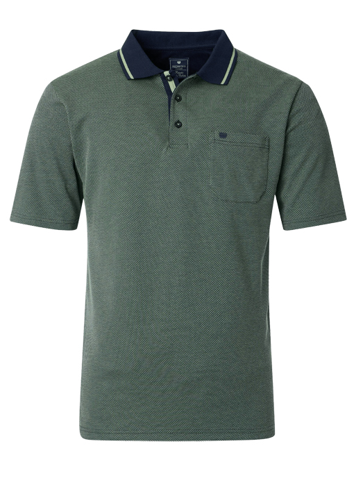 REDMOND Comfort Fit Polo Halbarm Muster grün