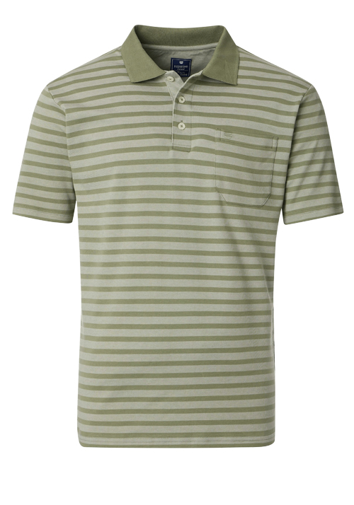 REDMOND Comfort Fit Polo Halbarm Polokragen Ringel grün