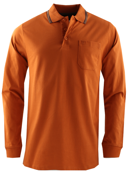 REDMOND Poloshirt Comfort Fit Langarm Polokragen geknpft orange