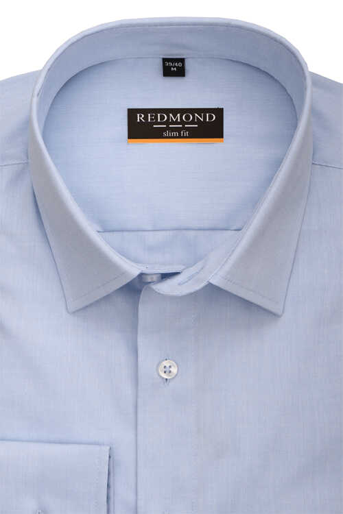 REDMOND Slim Fit Hemd Langarm New Kent Kragen hellblau