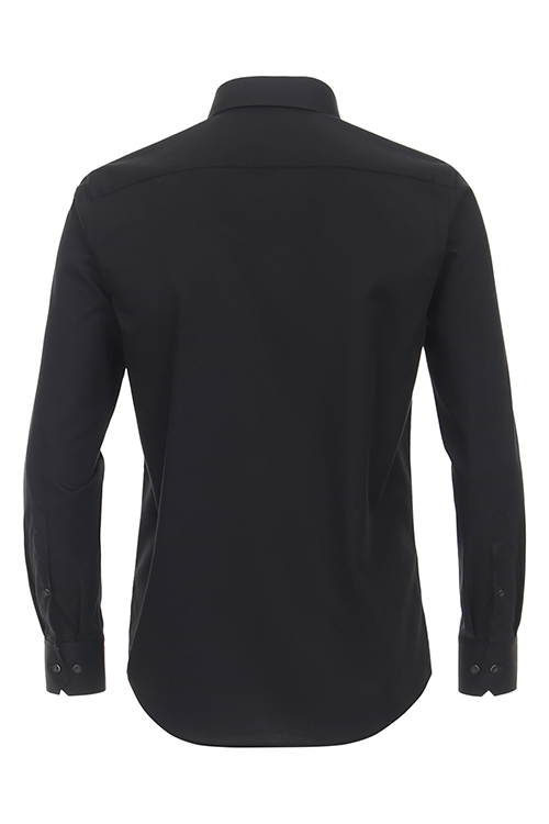 REDMOND Modern Fit Hemd Langarm New Kent Kragen Uni schwarz