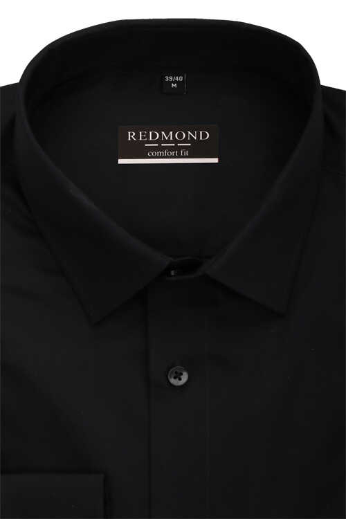 REDMOND Comfort Fit Hemd Langarm New Kent Kragen schwarz