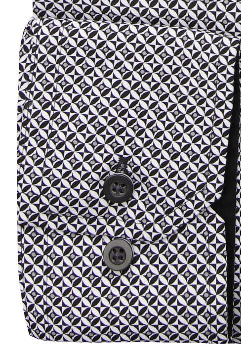 REDMOND Comfort Fit Hemd Langarm New Kent Kragen Muster schwarz