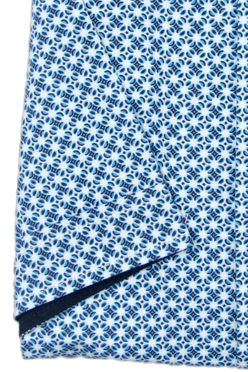 REDMOND Comfort Fit Hemd Halbarm Button Down Kragen Muster blau