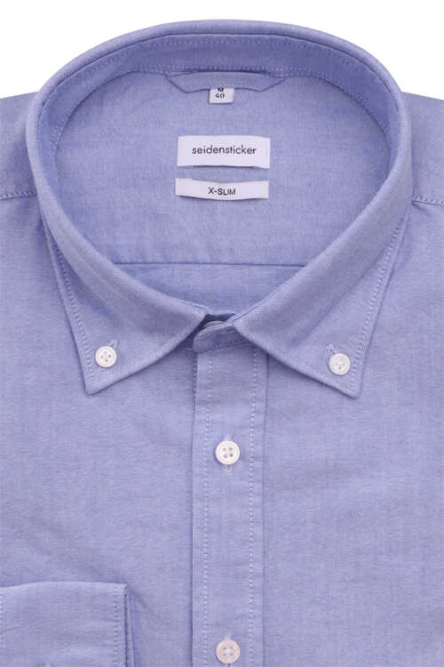 SEIDENSTICKER X-Slim Hemd Langarm Button Down Kragen Oxford blau