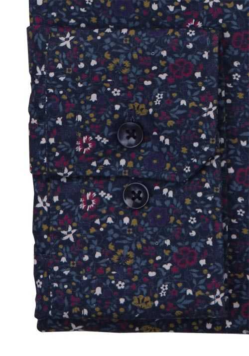 SEIDENSTICKER Tailored Hemd Langarm New Kent Kragen Muster lila