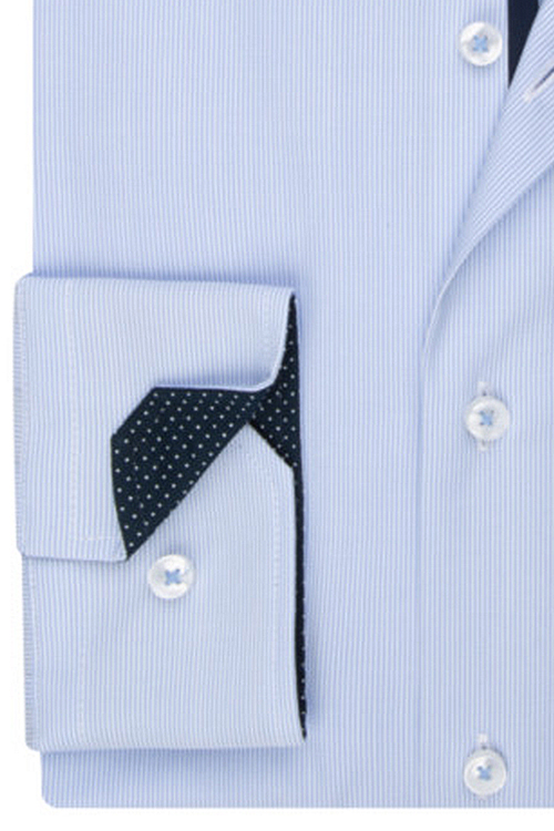 SEIDENSTICKER Shaped Hemd extra langer Arm New Kent Kragen Streifen hellblau