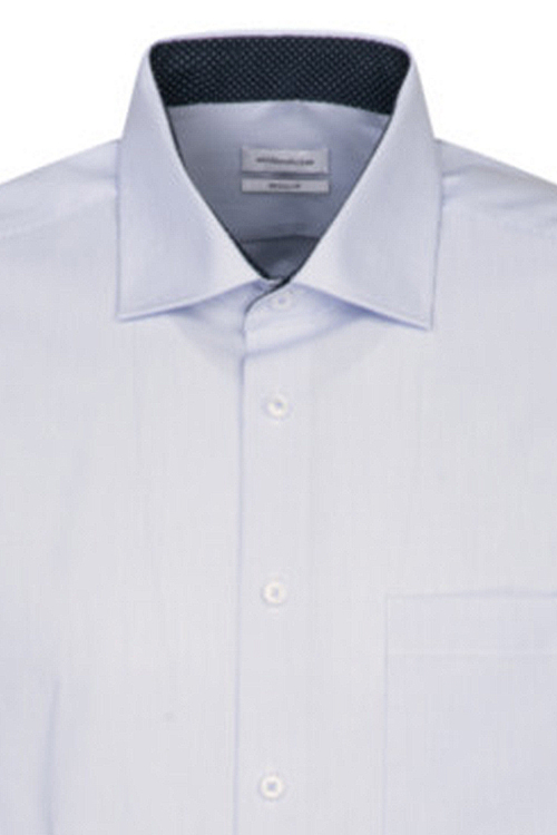 SEIDENSTICKER Regular Hemd extra langer Arm New Kent Kragen Streifen hellblau