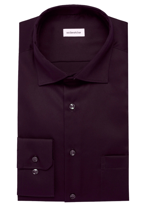 SEIDENSTICKER Comfort Hemd Langarm New Kent Kragen aubergine