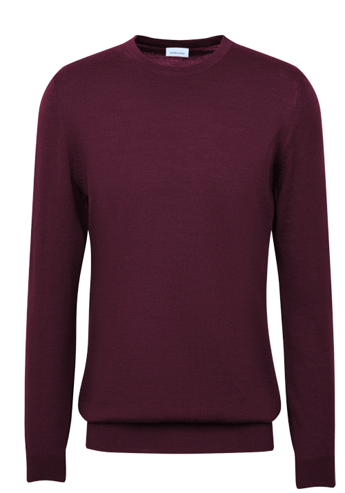 SEIDENSTICKER Pullover Langarm Rundhals Merinowolle aubergine
