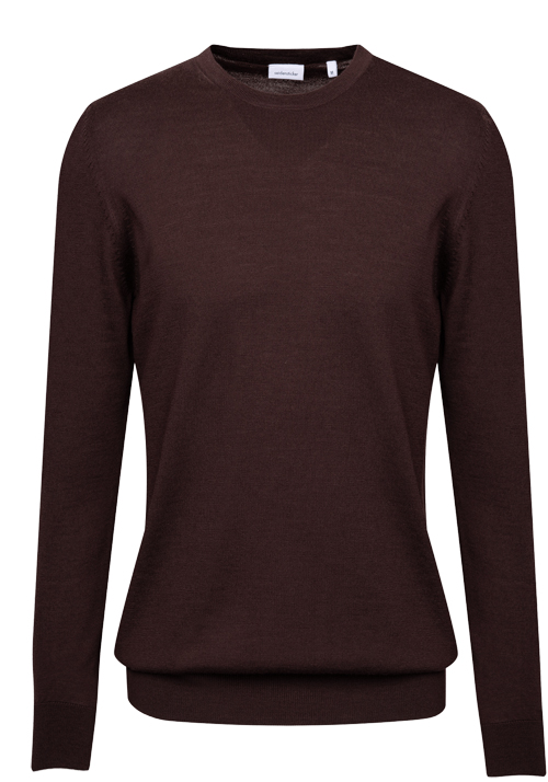 SEIDENSTICKER Pullover Langarm Rundhals Merinowolle dunkelbraun