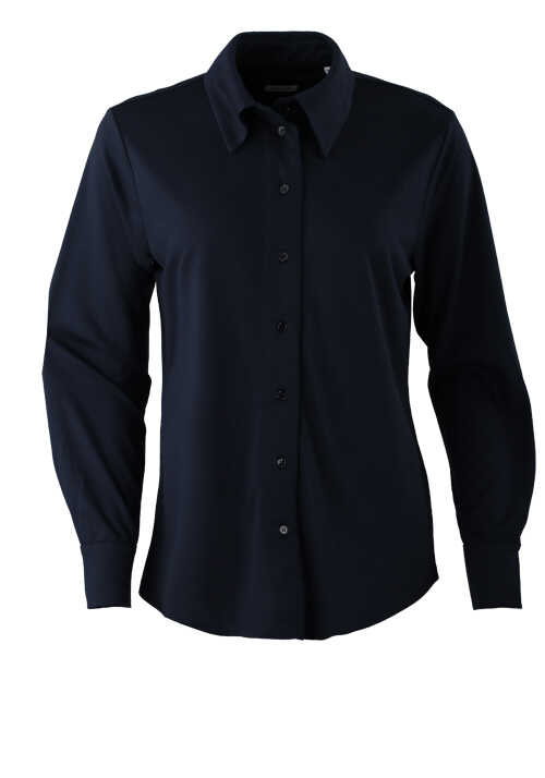 SEIDENSTICKER Regular Fit Bluse Langarm Hemdenkragen Jersey dunkelblau