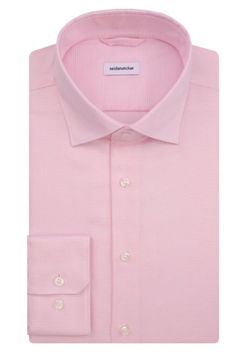 SEIDENSTICKER Slim Fit rosa Muster Kent New Langarm Kragen Hemd
