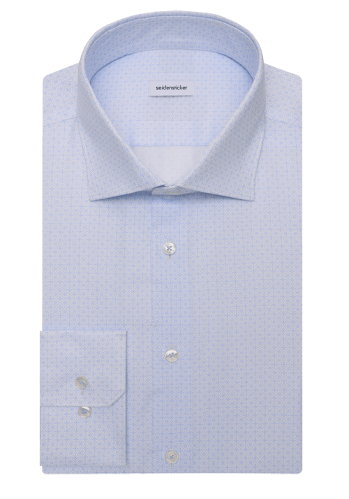 SEIDENSTICKER Slim Hemd Langarm New Kent Kragen Muster blau