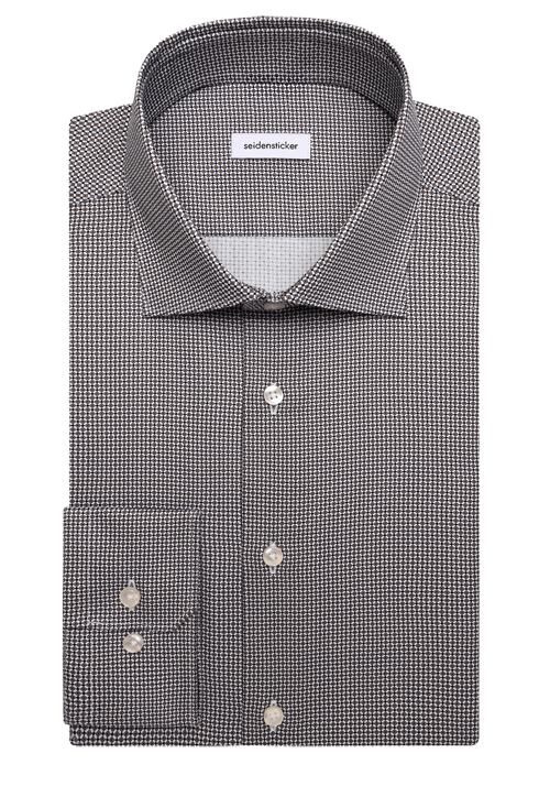 SEIDENSTICKER Slim Hemd Langarm New Kent Kragen Muster braun