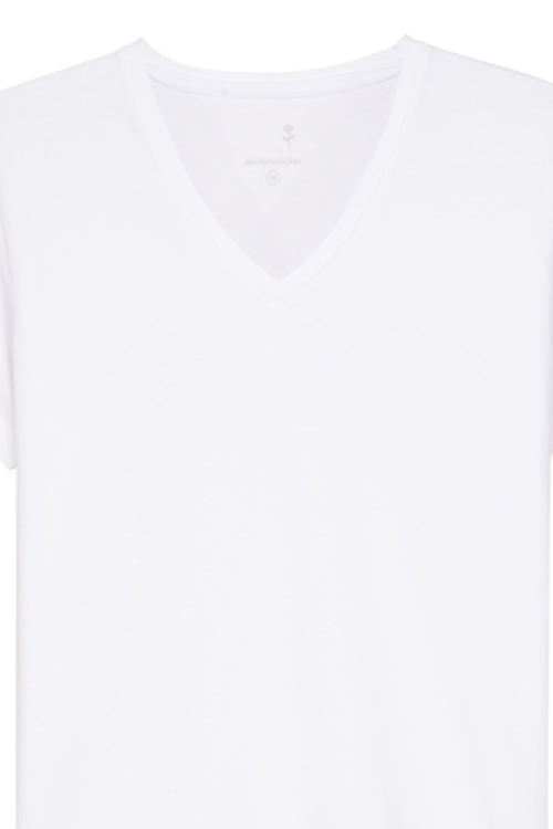SEIDENSTICKER T-Shirt Halbarm V-Ausschnitt wei