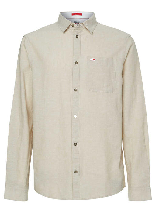 TOMMY JEANS Classic Fit Hemd Langarm New Kent Kragen beige