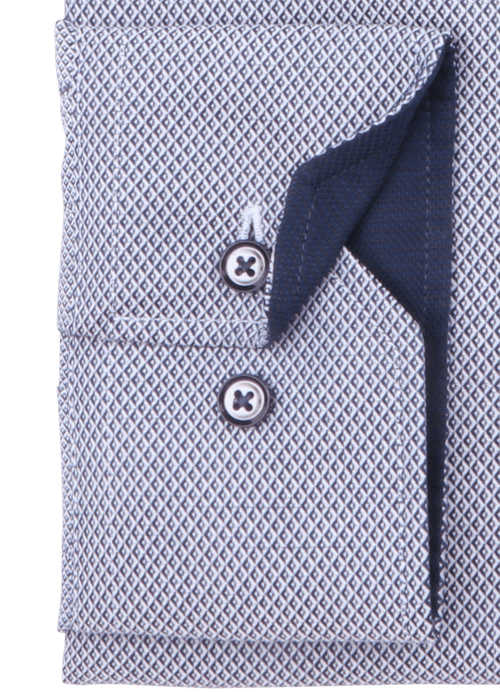 VENTI Modern Fit Hemd Langarm Button Down Kragen Muster dunkelblau